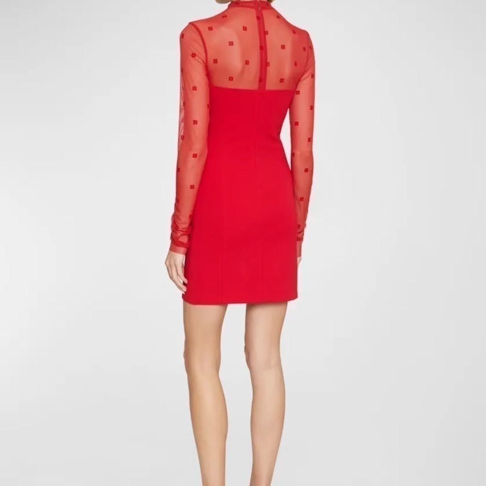 New Givenchy 4G Logo Mixed Media Mini Dress w/ Sheer in Vermillon Size 36 - Picture 15 of 15